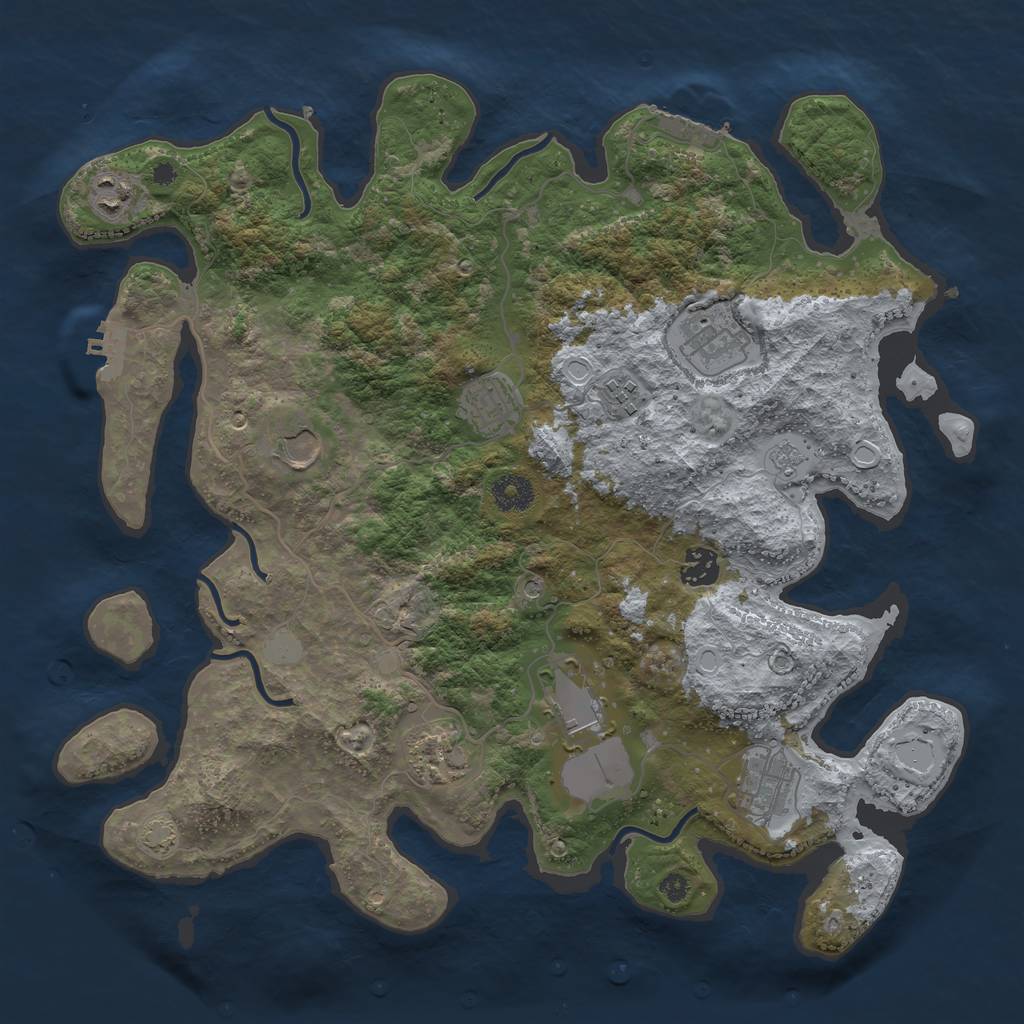 Rust Map: Procedural Map, Size: 3800, Seed: 8585359, 16 Monuments