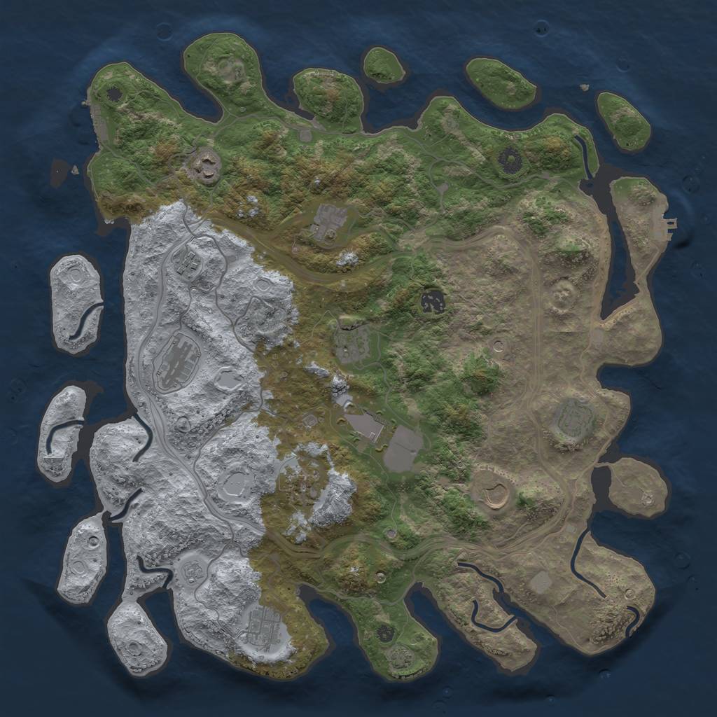 Rust Map: Procedural Map, Size: 4250, Seed: 1982994341, 18 Monuments