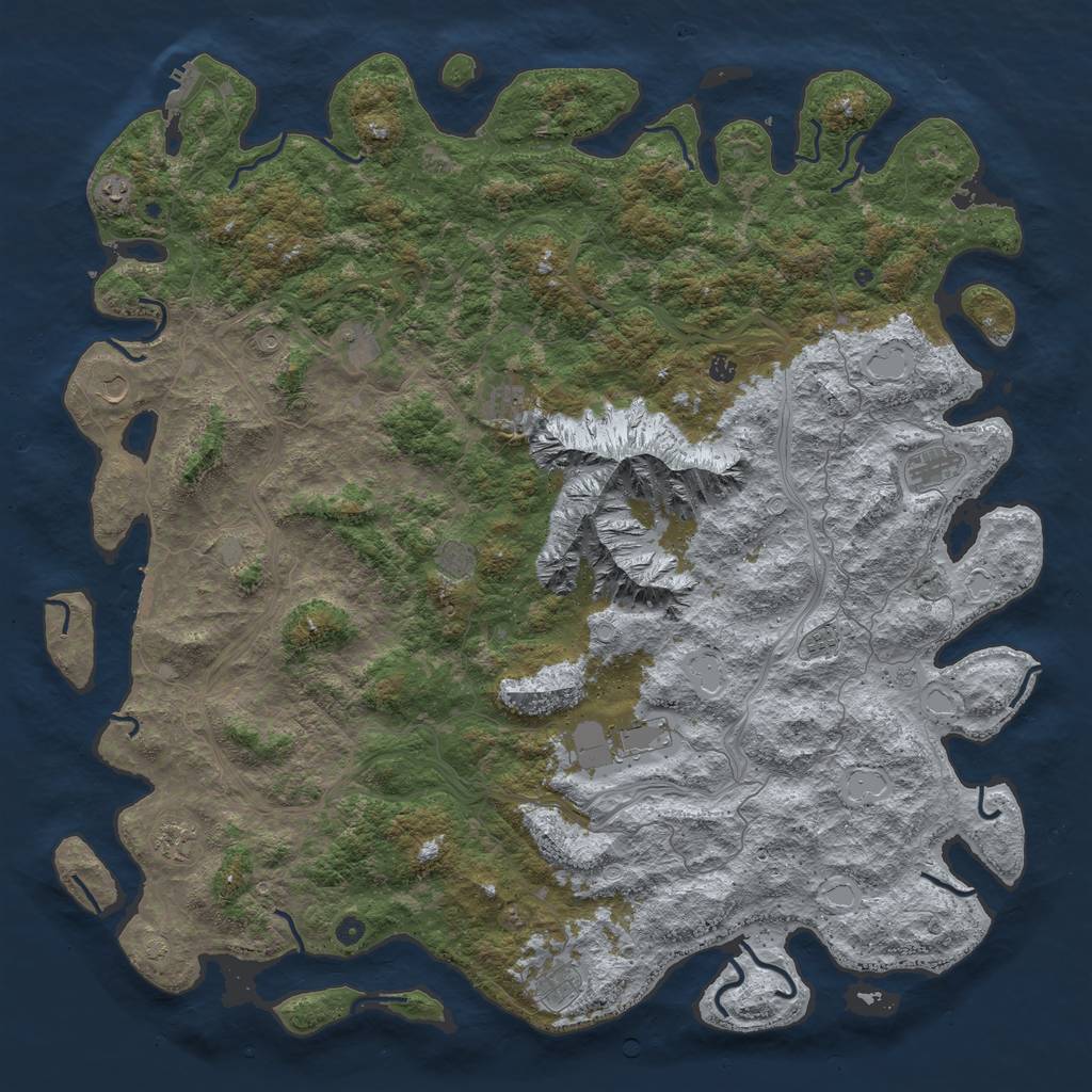 Rust Map: Procedural Map, Size: 6000, Seed: 327517, 18 Monuments