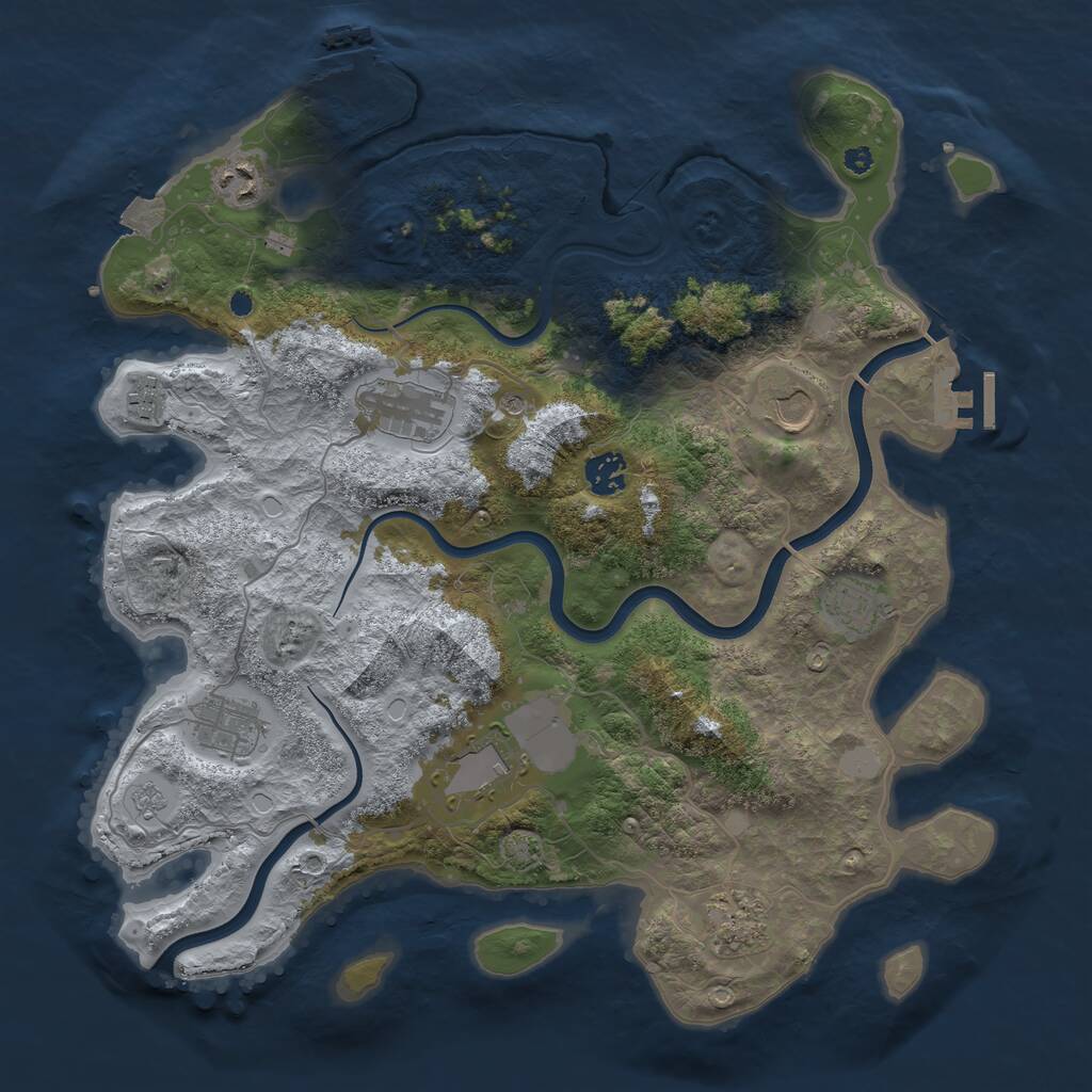 Rust Map: Procedural Map, Size: 3850, Seed: 99007881, 15 Monuments