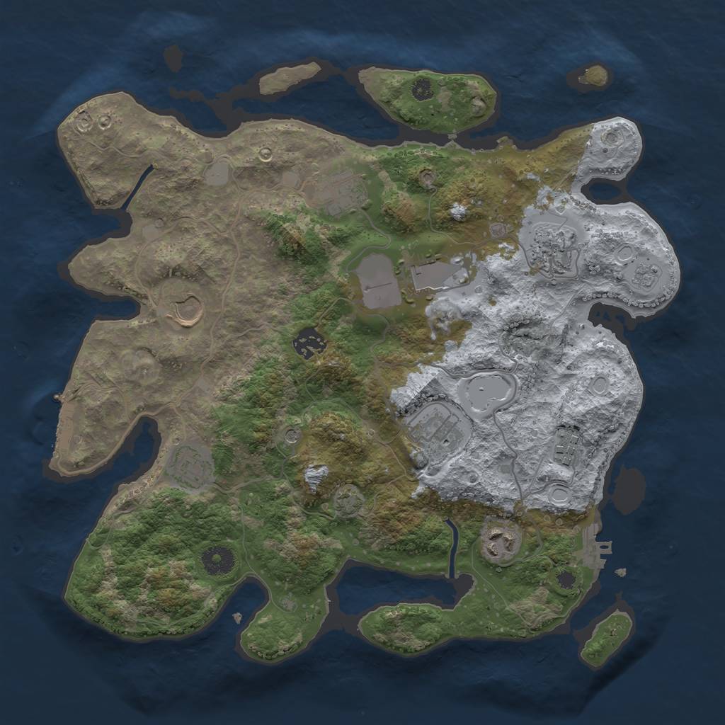 Rust Map: Procedural Map, Size: 3500, Seed: 203237600, 16 Monuments