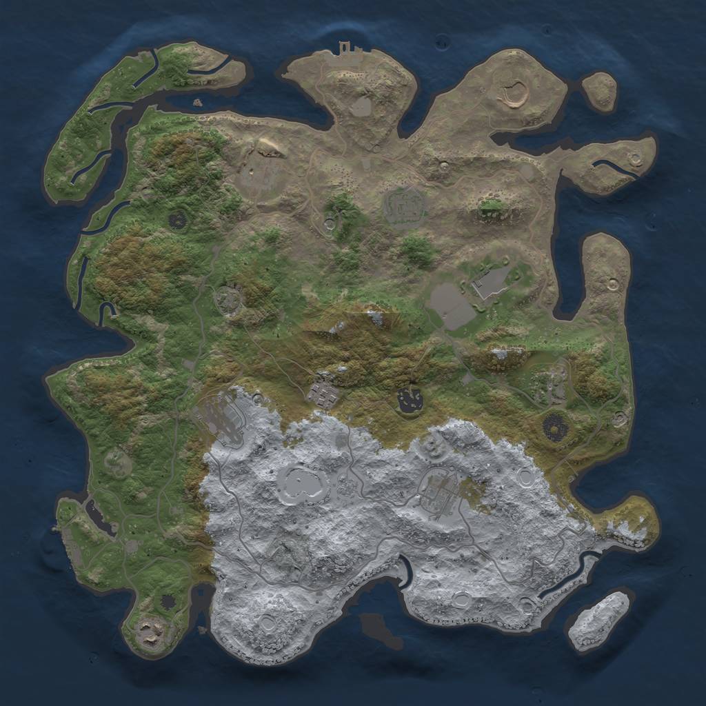 Rust Map: Procedural Map, Size: 4000, Seed: 448757322, 17 Monuments