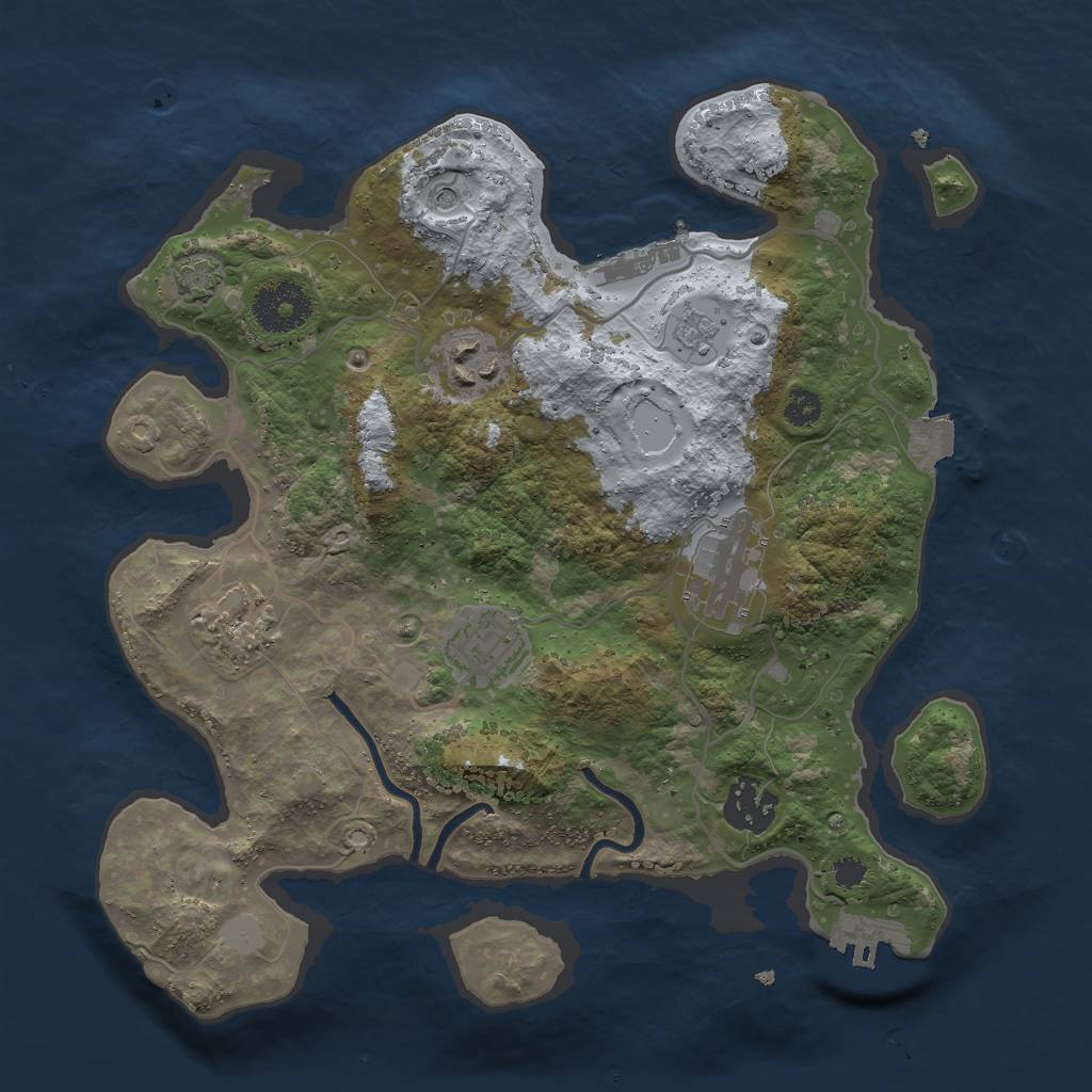 Rust Map: Procedural Map, Size: 3000, Seed: 1578160606, 13 Monuments