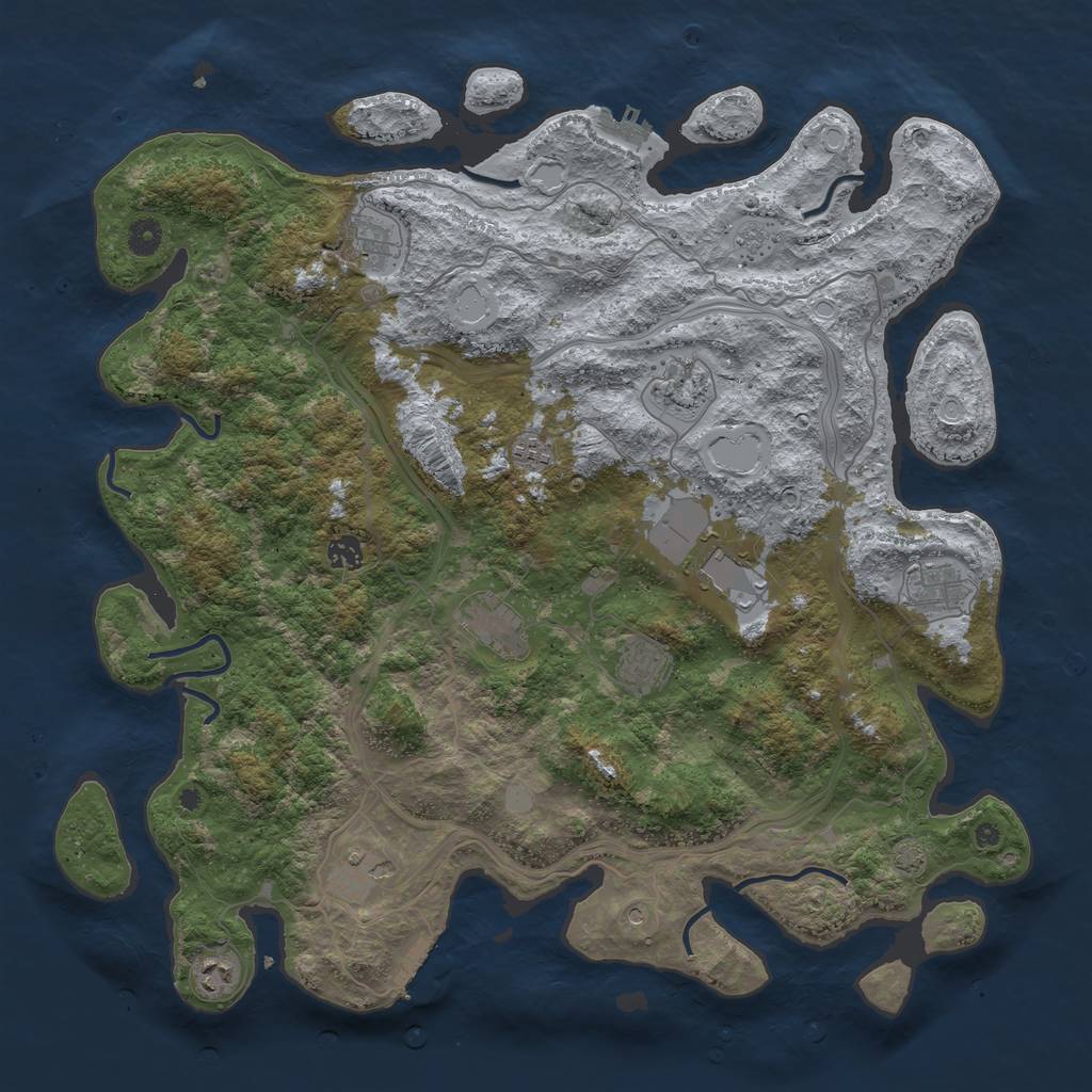 Rust Map: Procedural Map, Size: 4500, Seed: 91568037, 17 Monuments