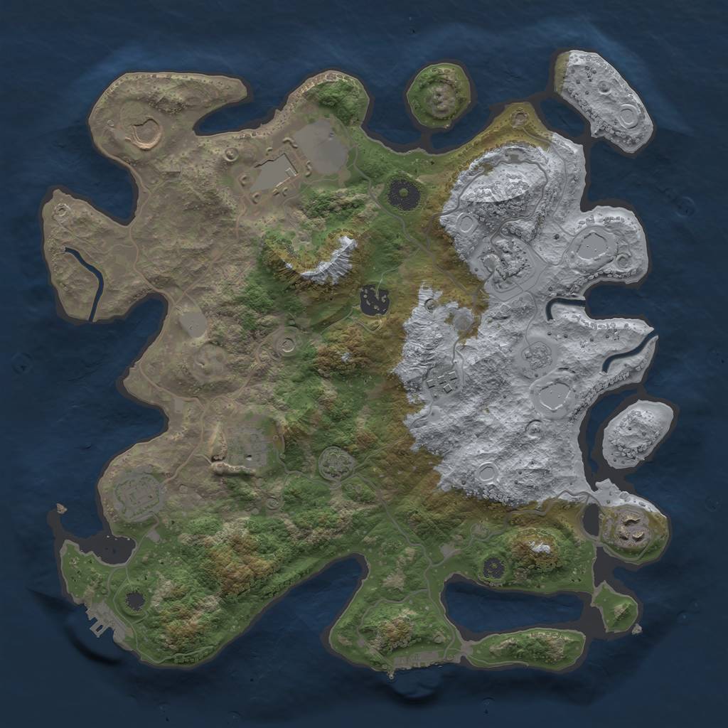 Rust Map: Procedural Map, Size: 3500, Seed: 720483140, 15 Monuments