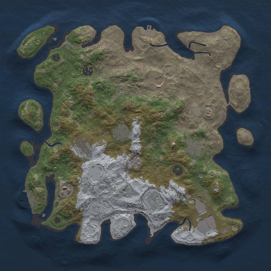 Rust Map: Procedural Map, Size: 3800, Seed: 555555, 16 Monuments