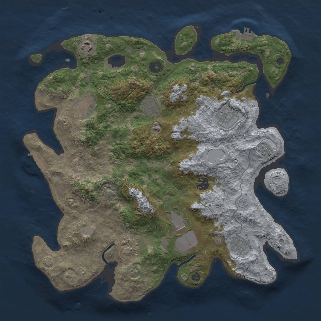 Rust Map: Procedural Map, Size: 3750, Seed: 24581761, 16 Monuments