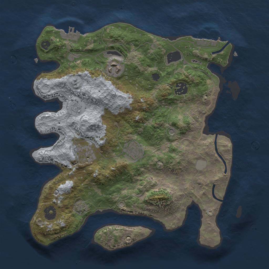 Rust Map: Procedural Map, Size: 3000, Seed: 18284, 11 Monuments
