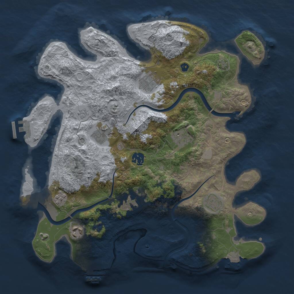 Rust Map: Procedural Map, Size: 3500, Seed: 476506718, 14 Monuments