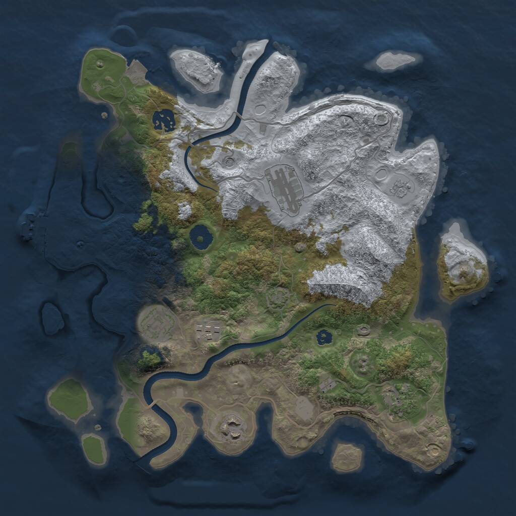 Rust Map: Procedural Map, Size: 3300, Seed: 902642541, 11 Monuments