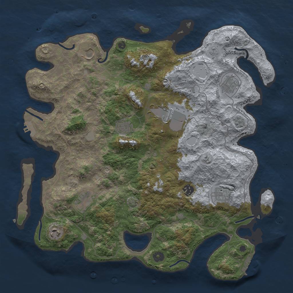 Rust Map: Procedural Map, Size: 4000, Seed: 478953687, 16 Monuments