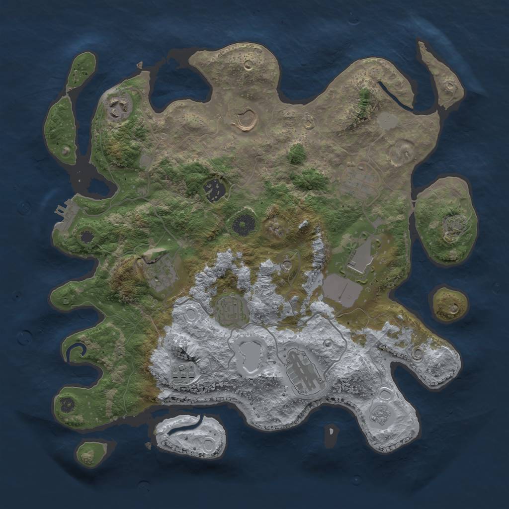 Rust Map: Procedural Map, Size: 3500, Seed: 2128333503, 15 Monuments