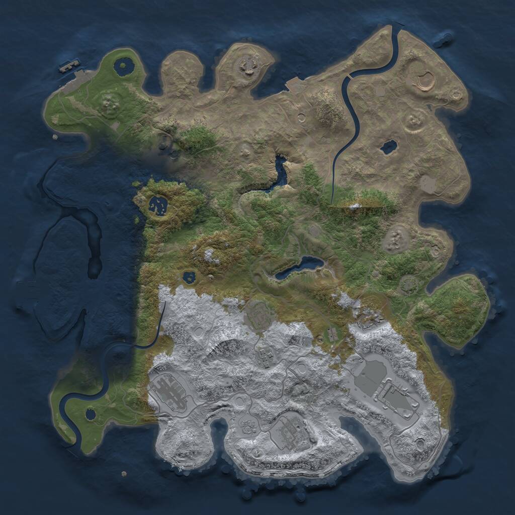 Rust Map: Procedural Map, Size: 4000, Seed: 19700702, 16 Monuments