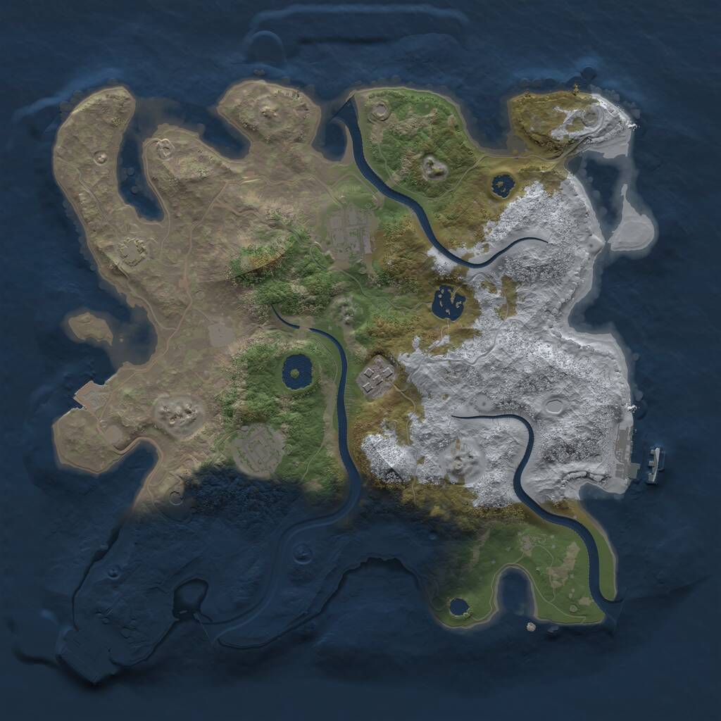 Rust Map: Procedural Map, Size: 3250, Seed: 123123, 9 Monuments
