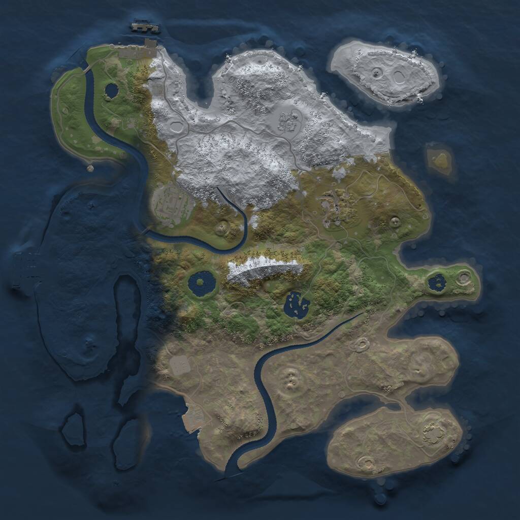 Rust Map: Procedural Map, Size: 3000, Seed: 2456150, 8 Monuments