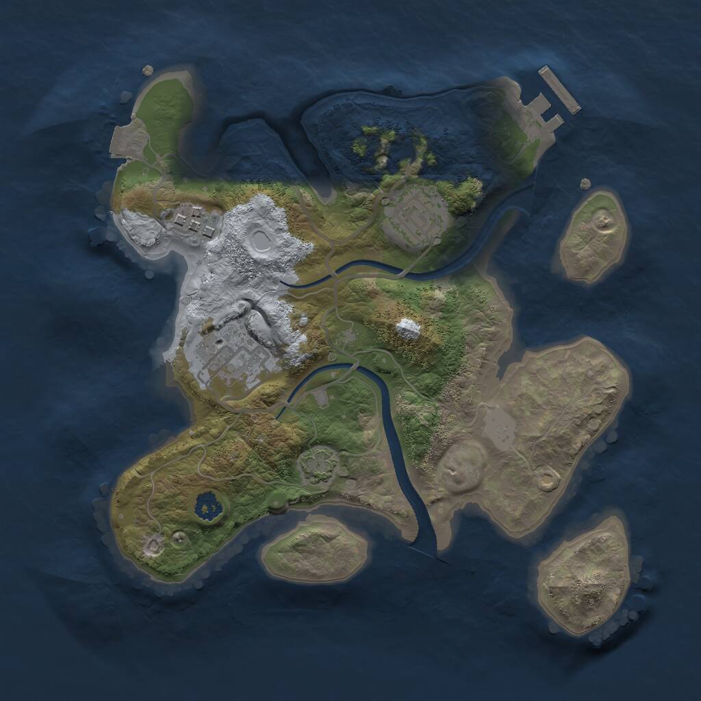 Rust Map: Procedural Map, Size: 2530, Seed: 13855, 6 Monuments
