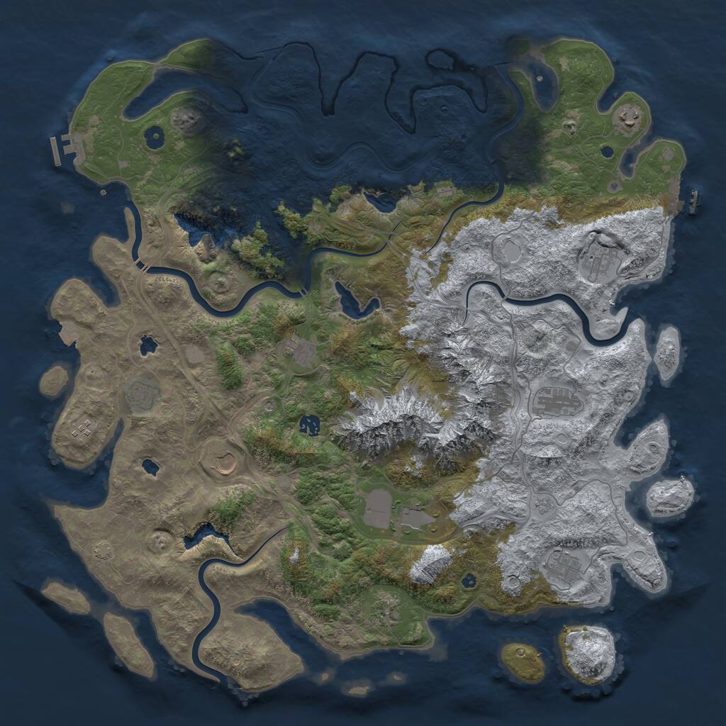 Rust Map: Procedural Map, Size: 5000, Seed: 729886, 17 Monuments