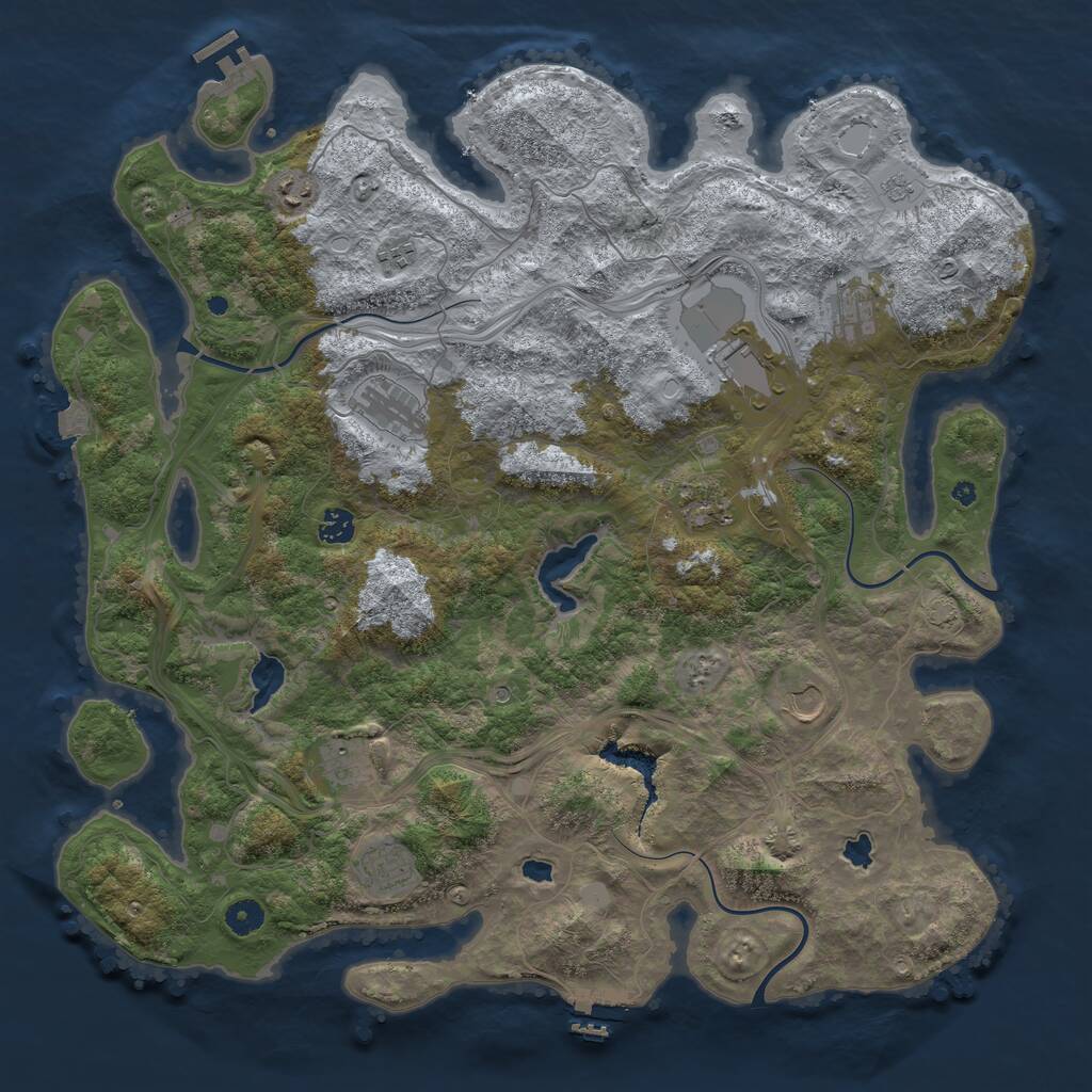 Rust Map: Procedural Map, Size: 4500, Seed: 3318, 16 Monuments