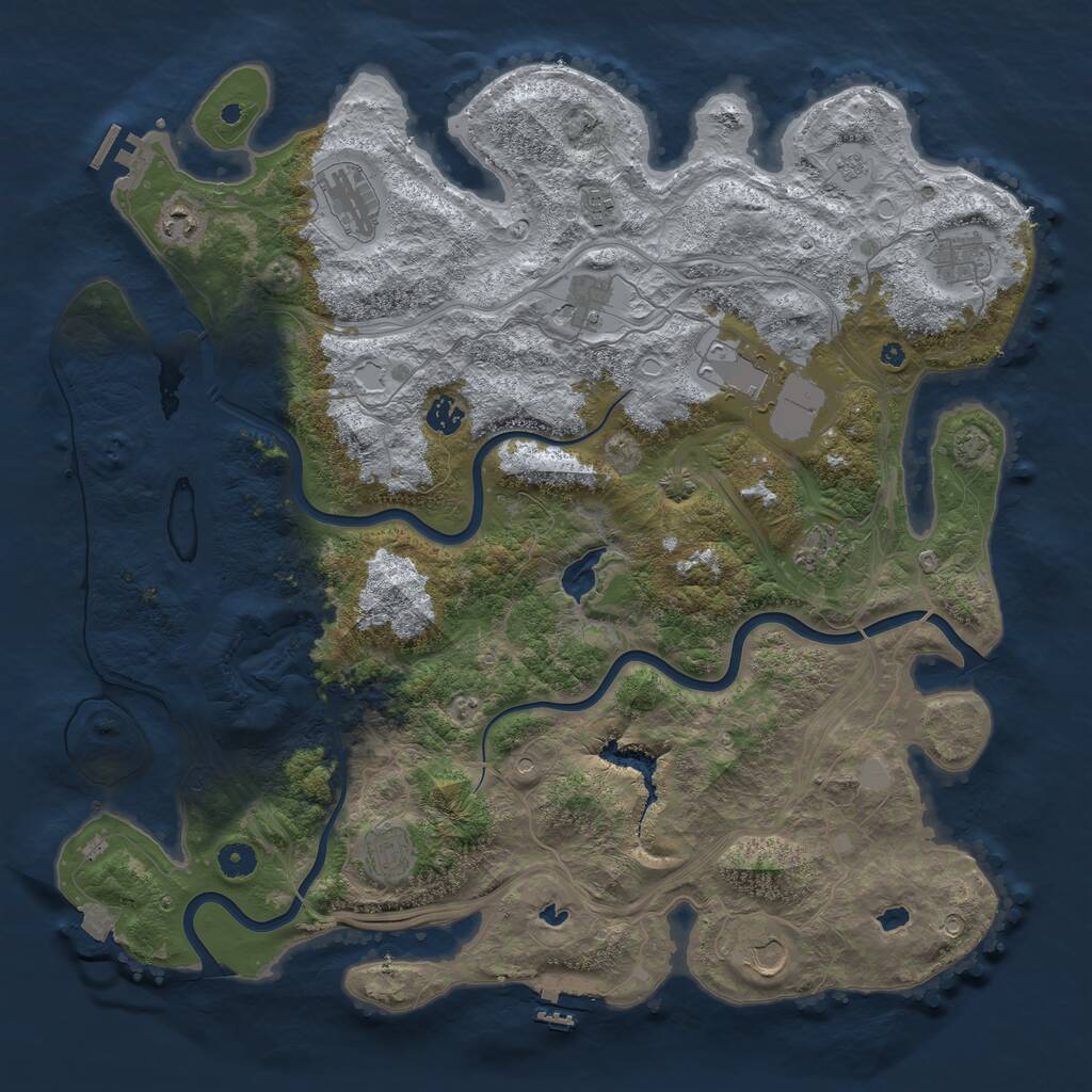 Rust Map: Procedural Map, Size: 4500, Seed: 3318, 16 Monuments
