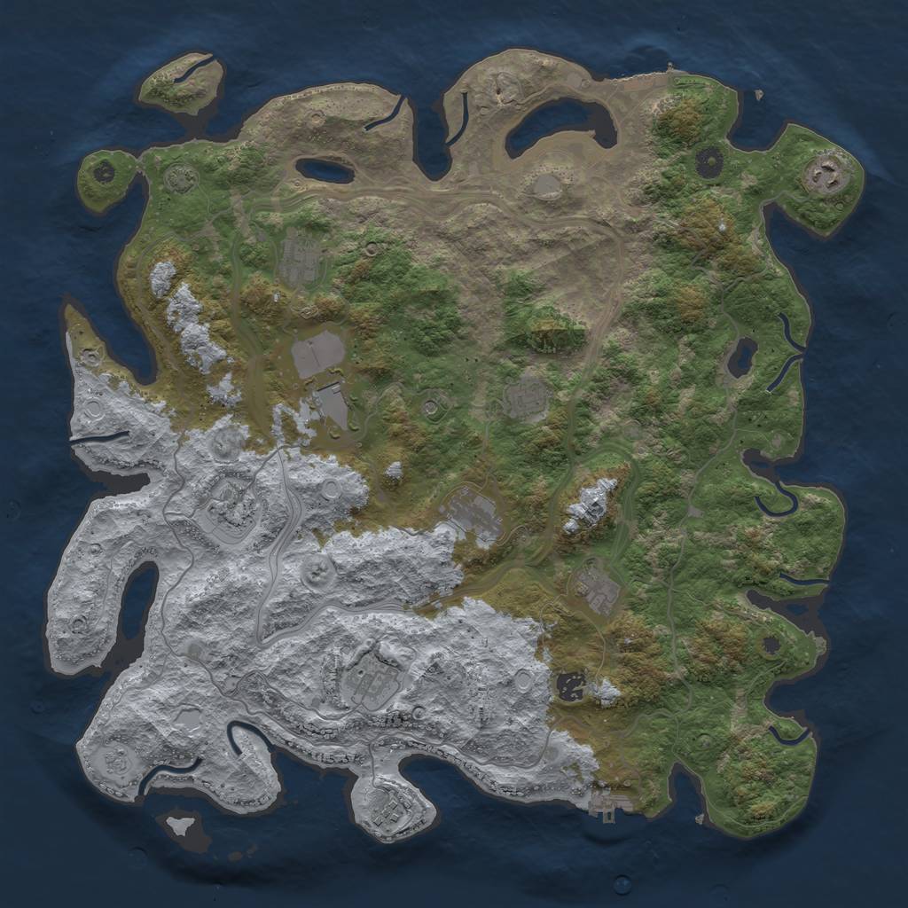 Rust Map: Procedural Map, Size: 4500, Seed: 1067782138, 17 Monuments