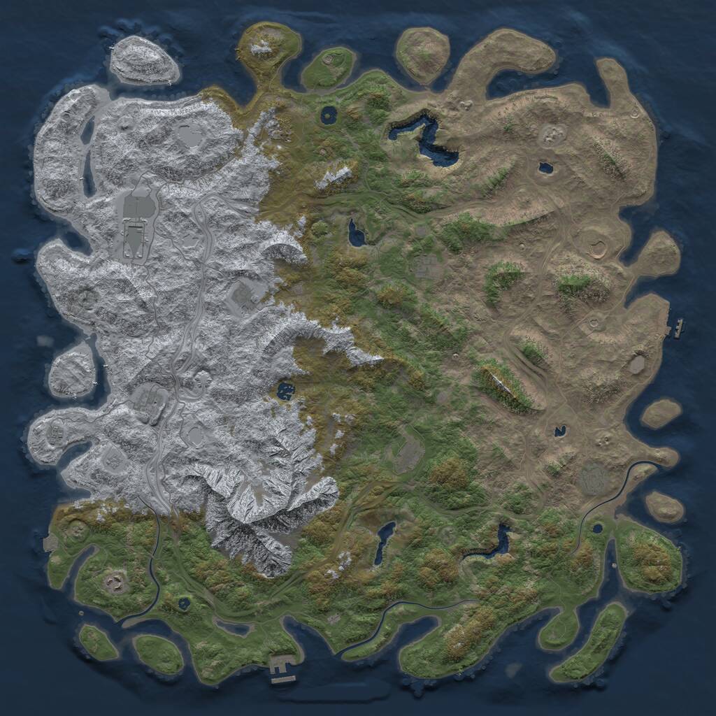 Rust Map: Procedural Map, Size: 6000, Seed: 9232923, 17 Monuments