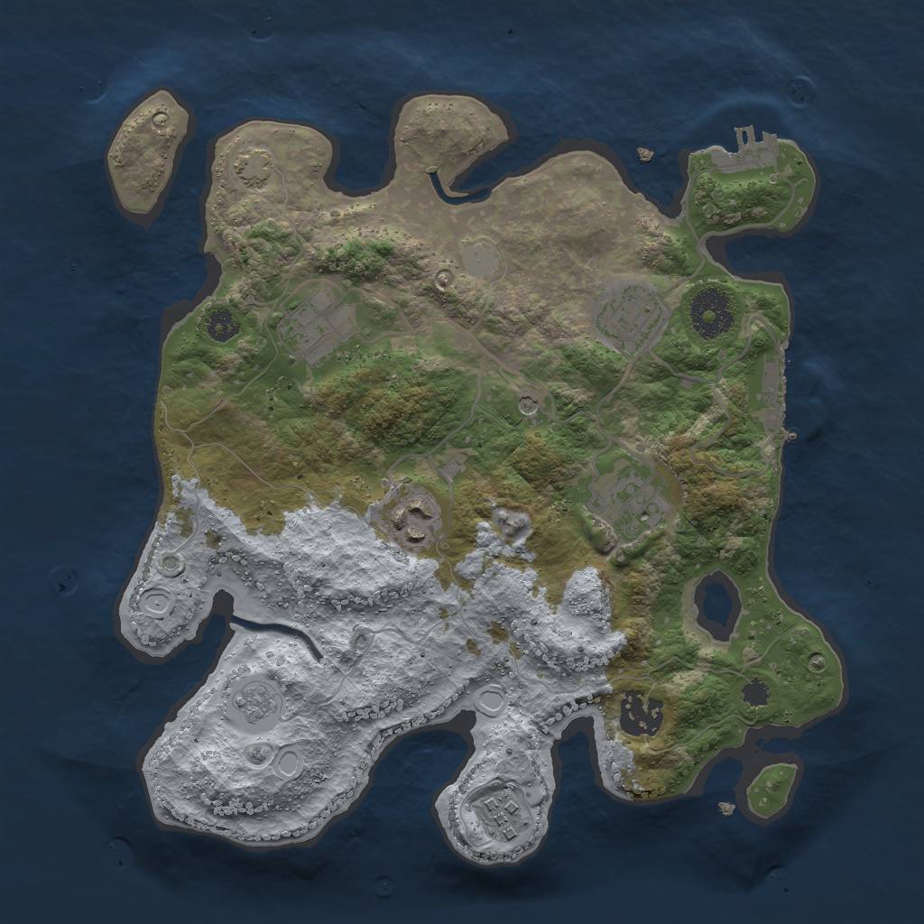 Rust Map: Procedural Map, Size: 3000, Seed: 396959077, 13 Monuments