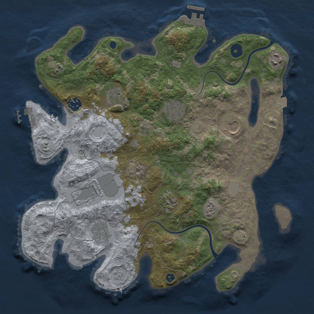 Rust Map: Procedural Map, Size: 3600, Seed: 349066076, 14 Monuments