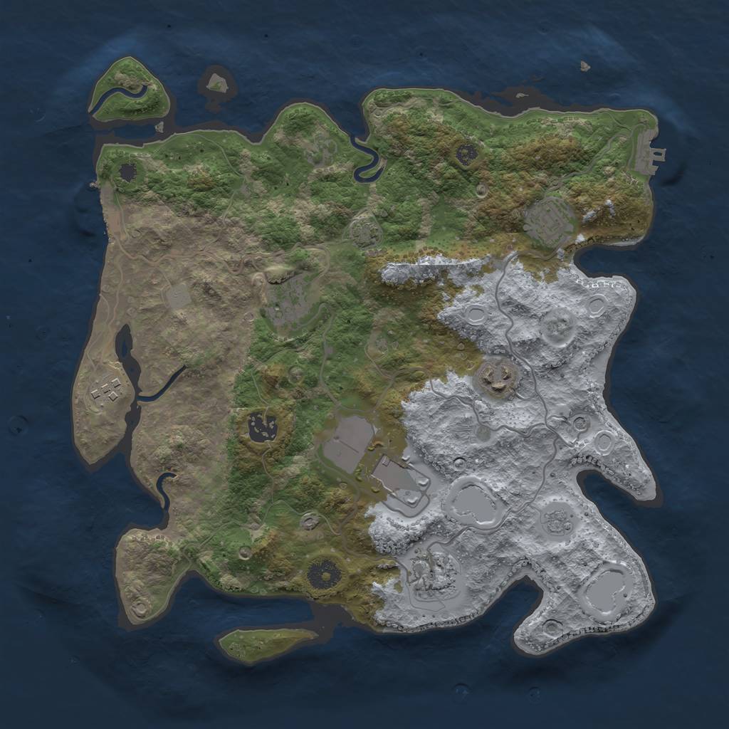 Rust Map: Procedural Map, Size: 3500, Seed: 154541, 14 Monuments