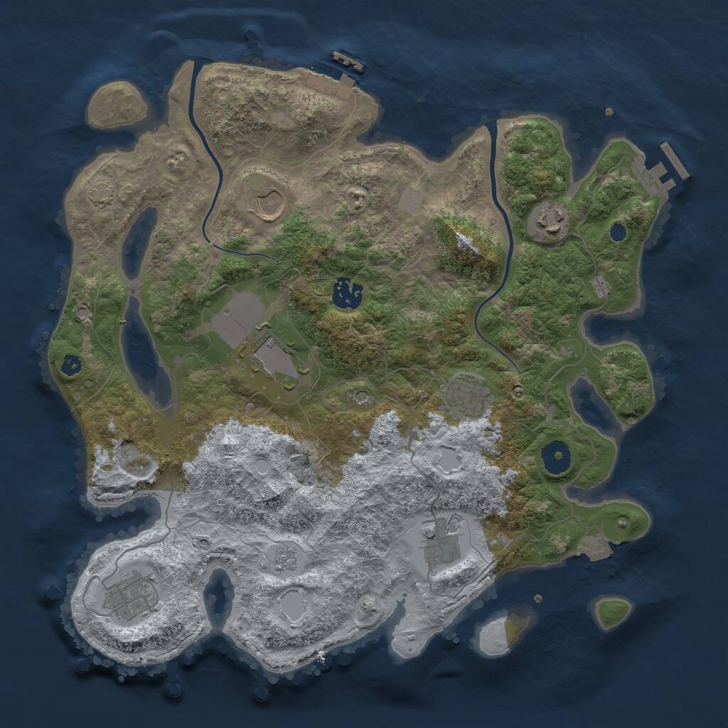 Rust Map: Procedural Map, Size: 3500, Seed: 75873281, 13 Monuments