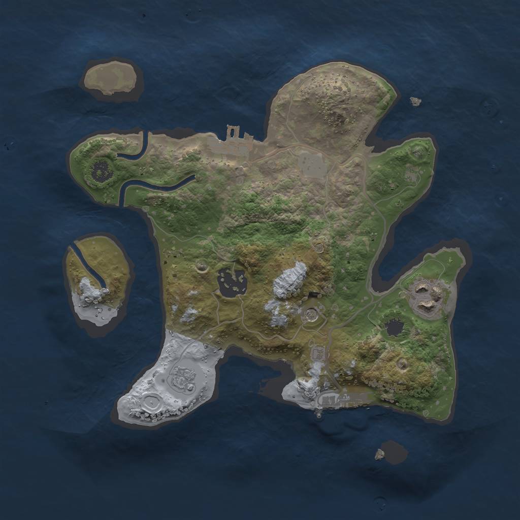 Rust Map: Procedural Map, Size: 2500, Seed: 1440970651, 9 Monuments
