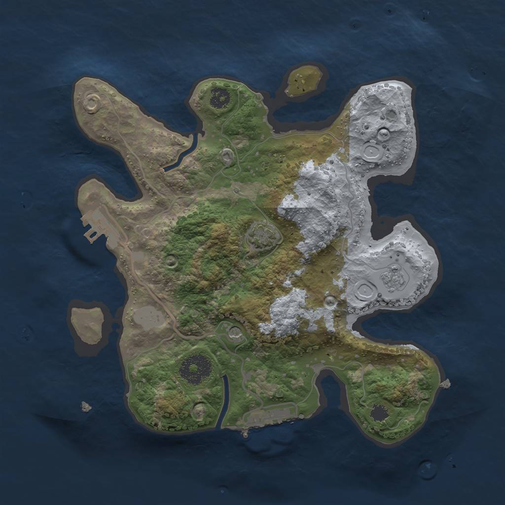 Rust Map: Procedural Map, Size: 2500, Seed: 231704700, 7 Monuments