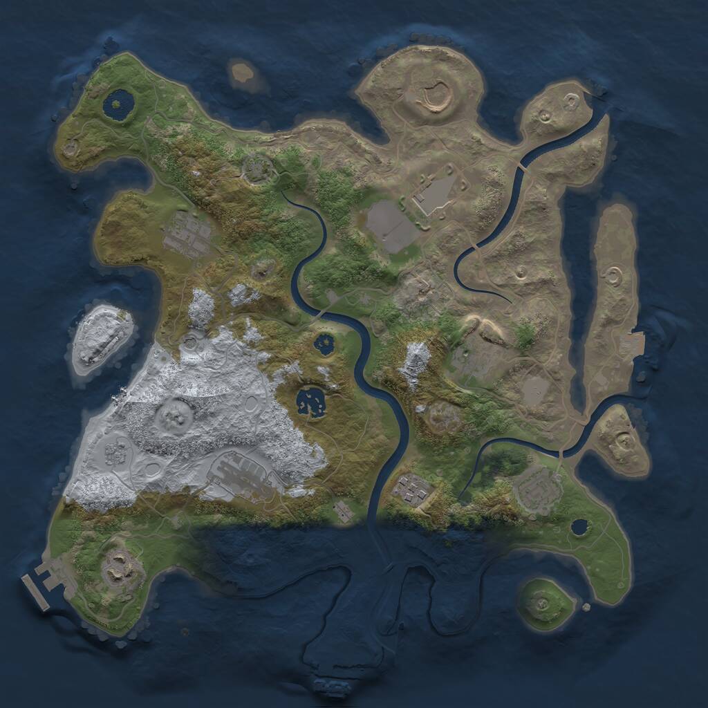 Rust Map: Procedural Map, Size: 3500, Seed: 1375078859, 15 Monuments