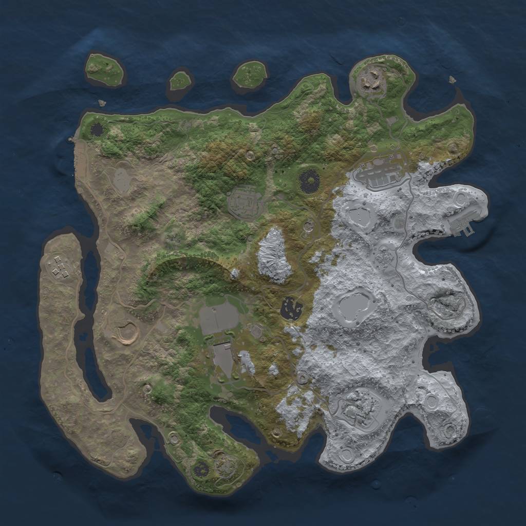 Rust Map: Procedural Map, Size: 3500, Seed: 365651433, 15 Monuments