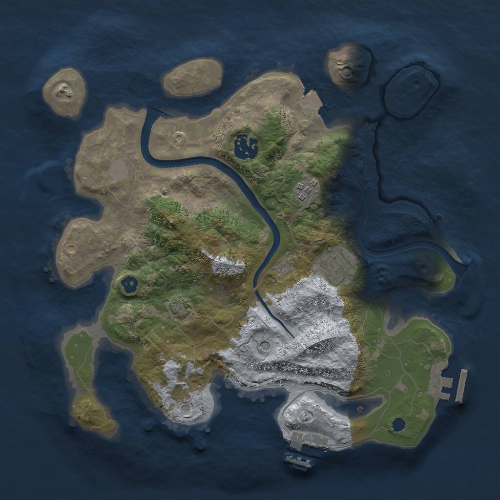 Rust Map: Procedural Map, Size: 3000, Seed: 977762376, 8 Monuments