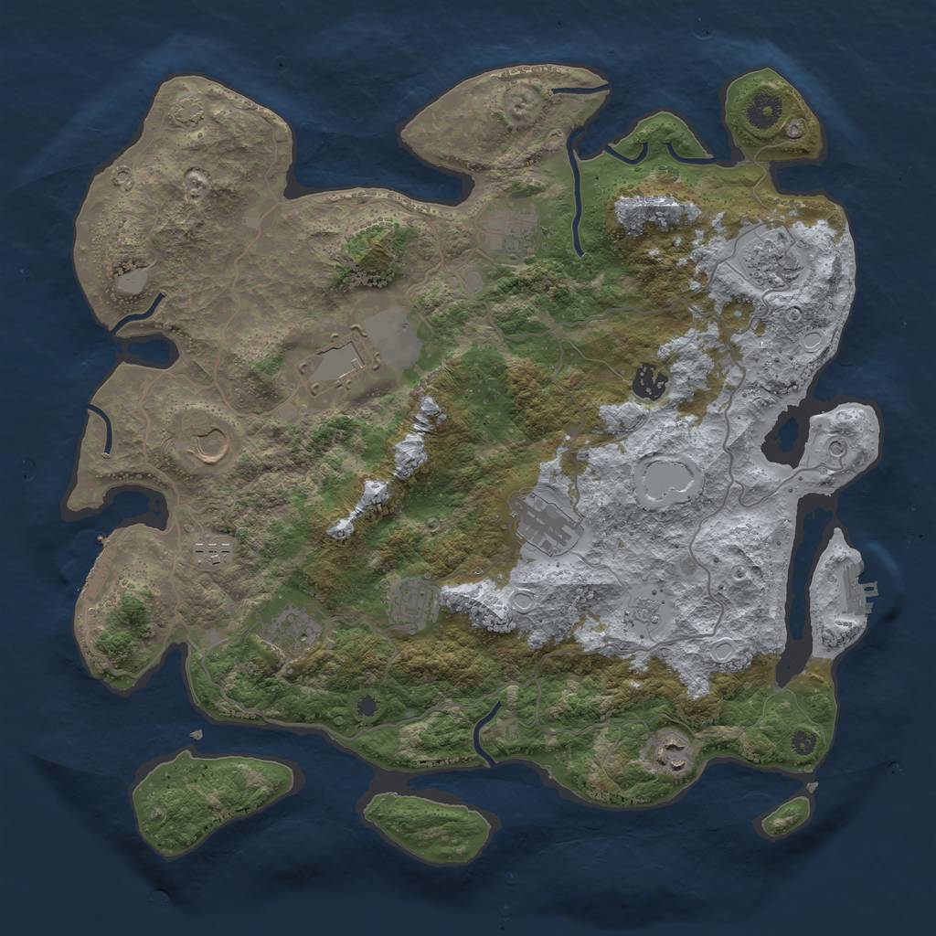 Rust Map: Procedural Map, Size: 4000, Seed: 125444, 17 Monuments