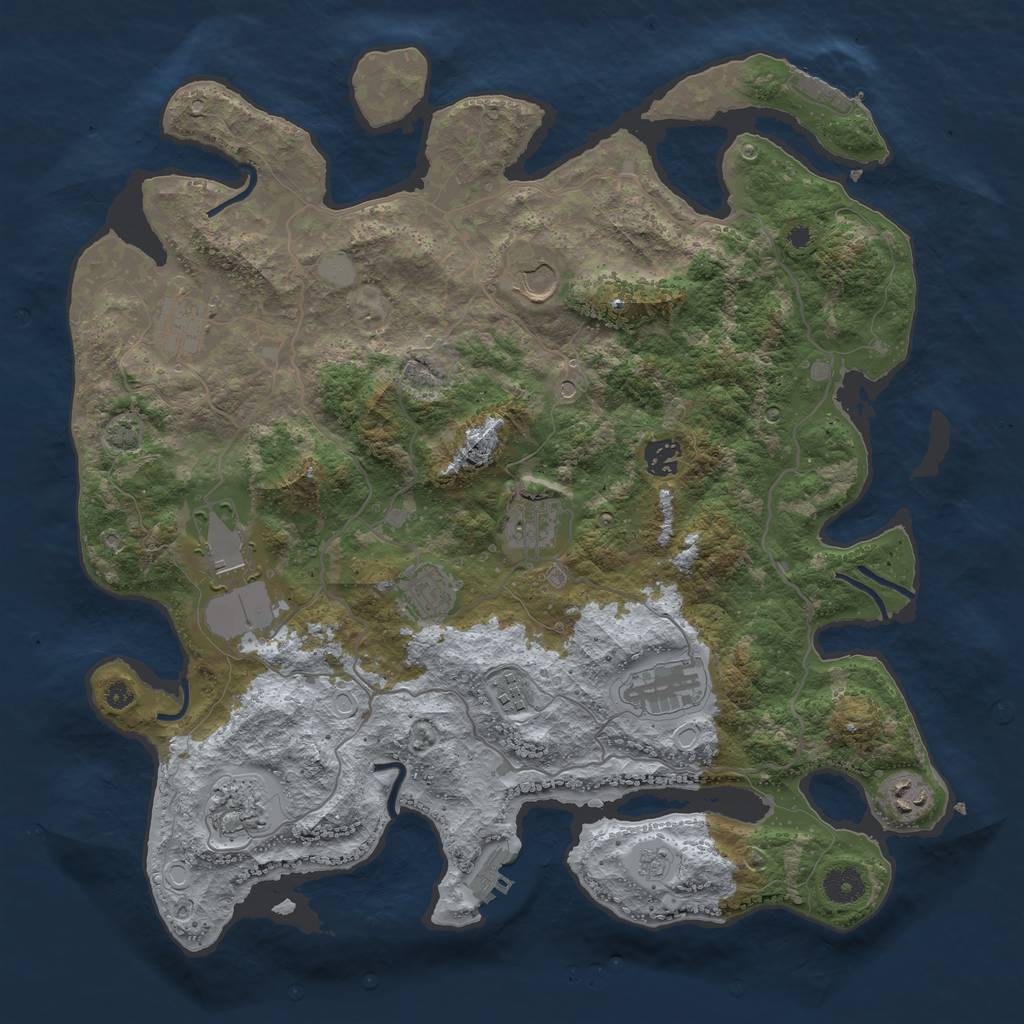 Rust Map: Procedural Map, Size: 4000, Seed: 2075803816, 17 Monuments