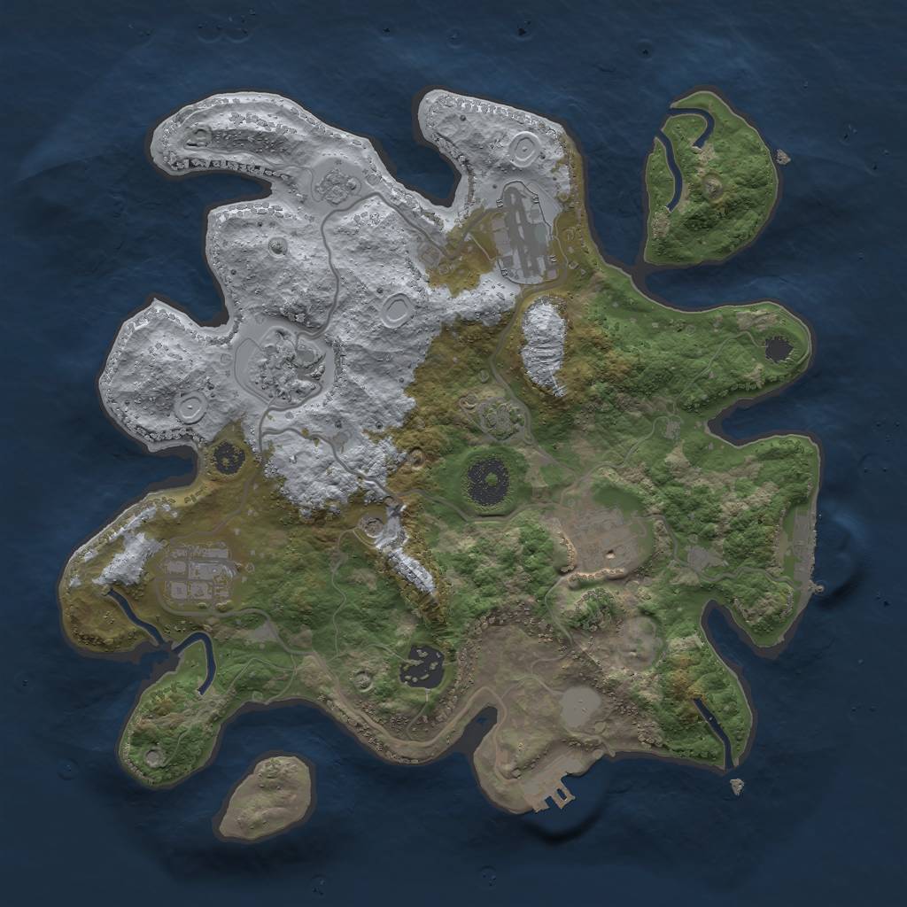 Rust Map: Procedural Map, Size: 3000, Seed: 1353468316, 12 Monuments
