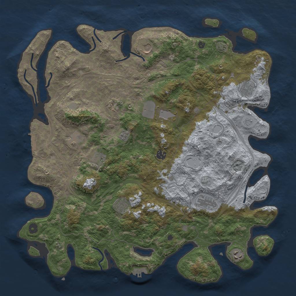 Rust Map: Procedural Map, Size: 4500, Seed: 95681473, 18 Monuments