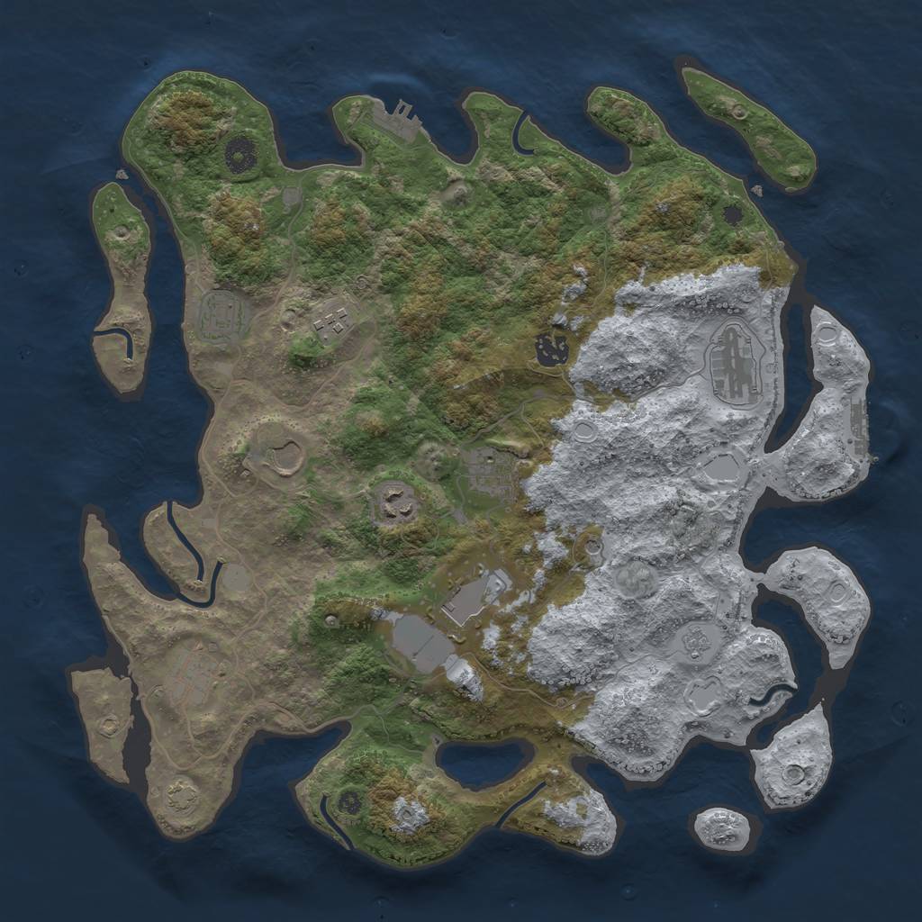 Rust Map: Procedural Map, Size: 3950, Seed: 1474760009, 17 Monuments