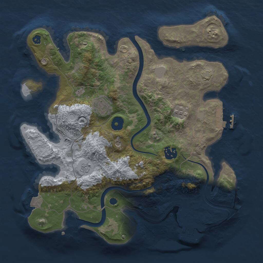 Rust Map: Procedural Map, Size: 3000, Seed: 2068260216, 9 Monuments