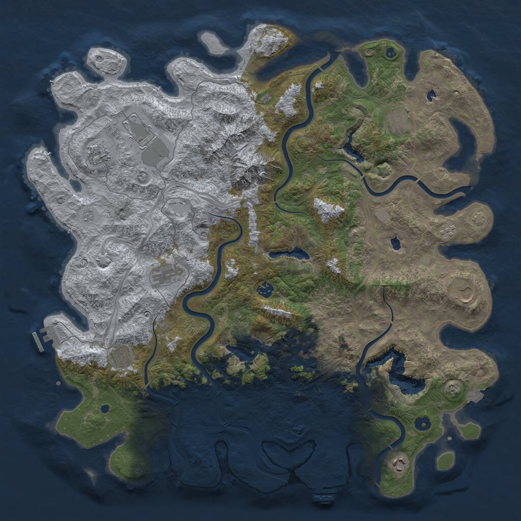 Rust Map: Procedural Map, Size: 5000, Seed: 1830783740, 16 Monuments