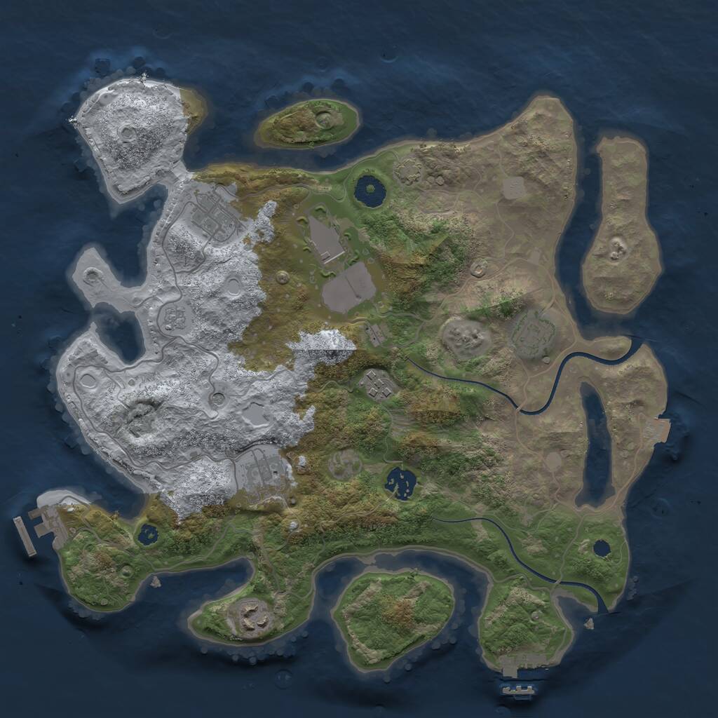 Rust Map: Procedural Map, Size: 3500, Seed: 2121105303, 13 Monuments