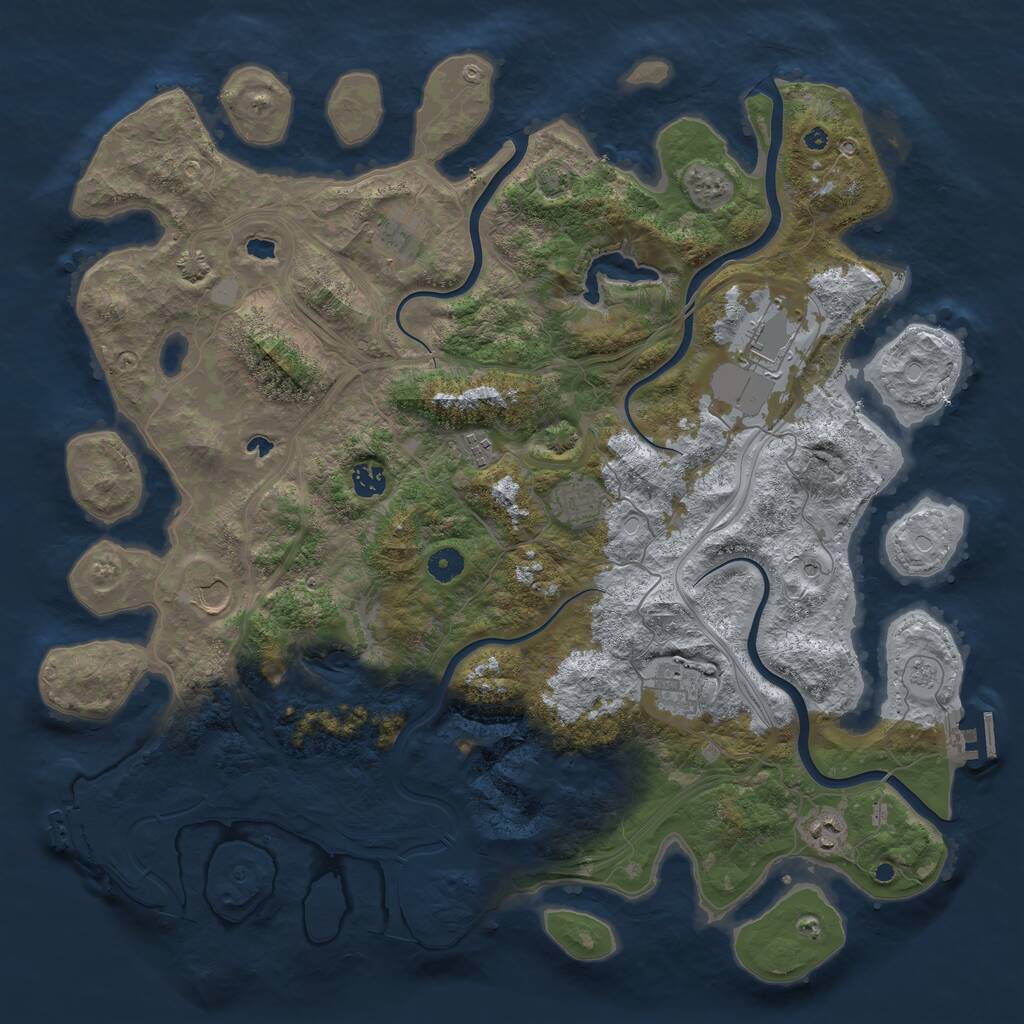 Rust Map: Procedural Map, Size: 4500, Seed: 1077539699, 14 Monuments