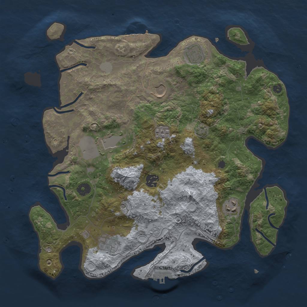 Rust Map: Procedural Map, Size: 3500, Seed: 5827, 14 Monuments