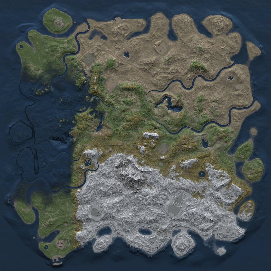 Rust Map: Procedural Map, Size: 6000, Seed: 706655733, 17 Monuments