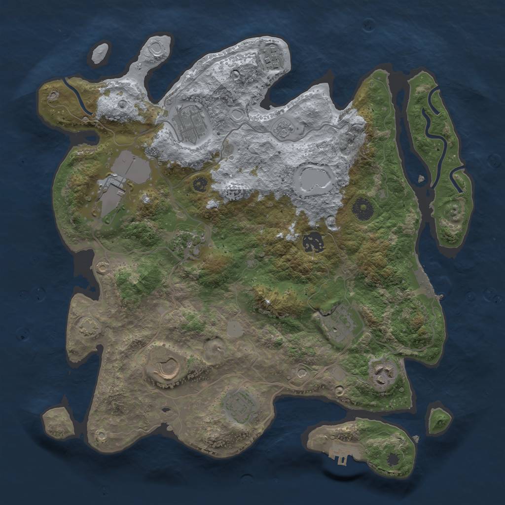 Rust Map: Procedural Map, Size: 3500, Seed: 2168, 16 Monuments