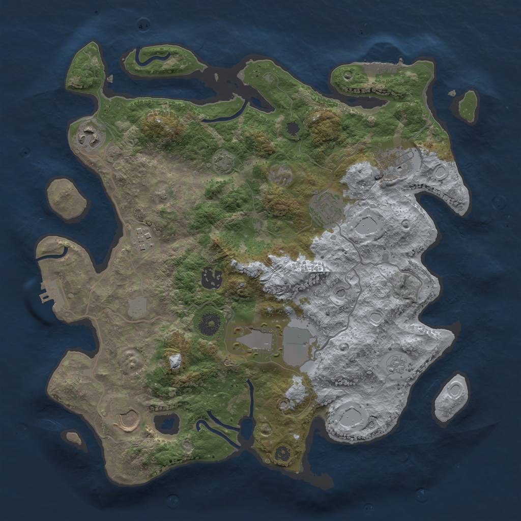 Rust Map: Procedural Map, Size: 3500, Seed: 69257832, 14 Monuments