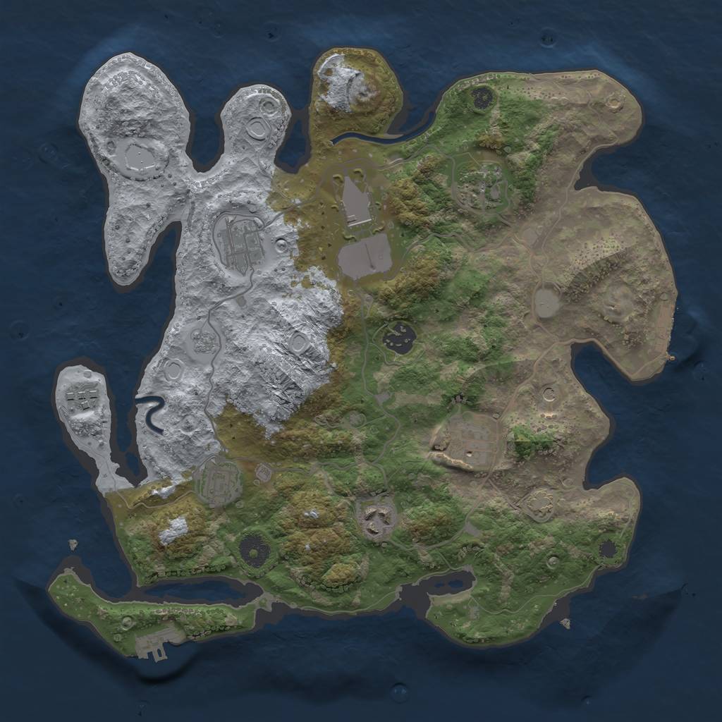 Rust Map: Procedural Map, Size: 3500, Seed: 3841417, 15 Monuments