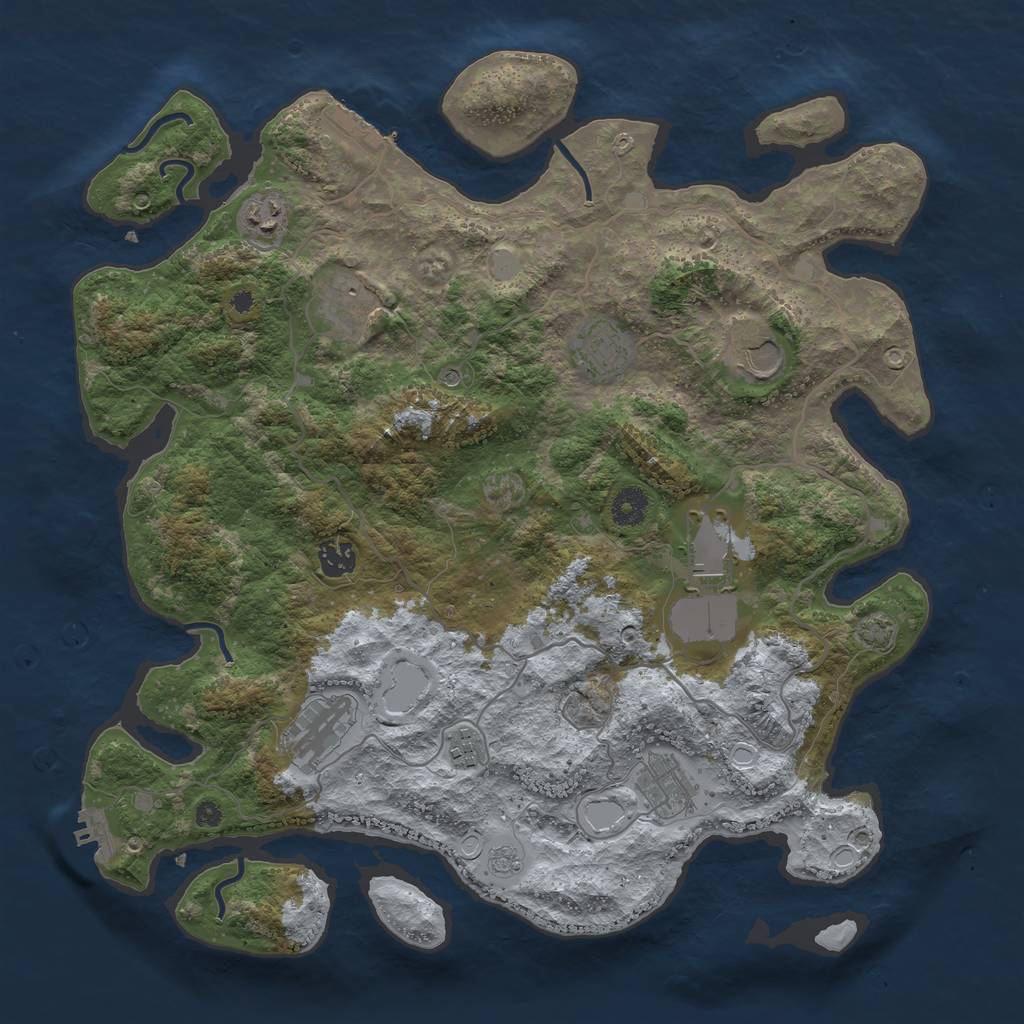 Rust Map: Procedural Map, Size: 4000, Seed: 235447, 16 Monuments