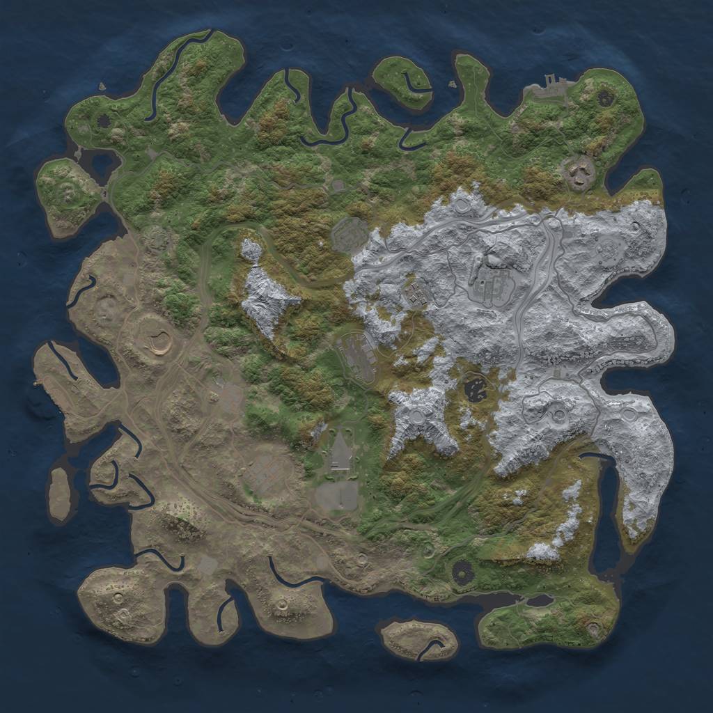 Rust Map: Procedural Map, Size: 4500, Seed: 7498, 17 Monuments